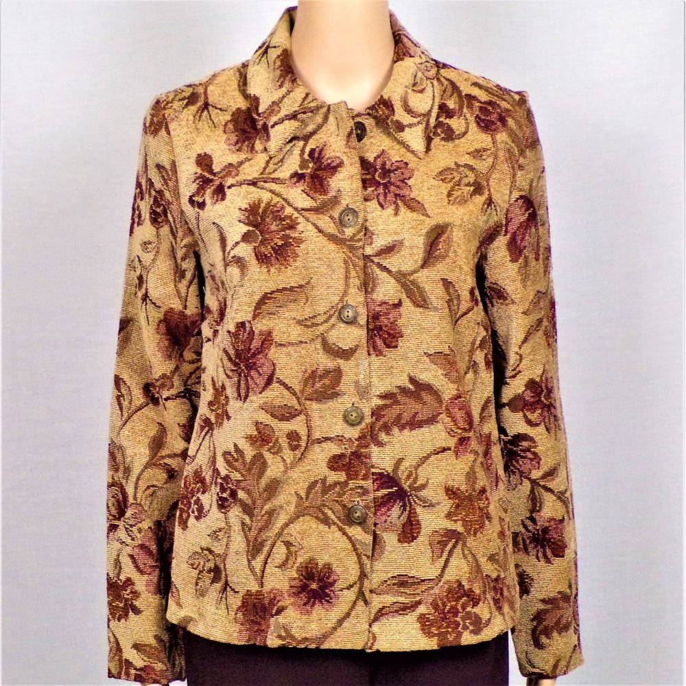 MERYL DIAMOND size 6 multicolor floral tapestry jacket rayon/polyester/cotton DC